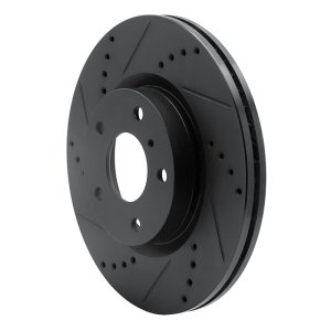 Infiniti G35 Brake Rotor (1) - Front Left - R1 Concepts - Drilled & Slotted - Black - `03-`05